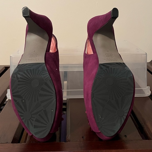 Sasha London Eggplant Kid Suede Slingback Size 7B - Picture 3 of 5